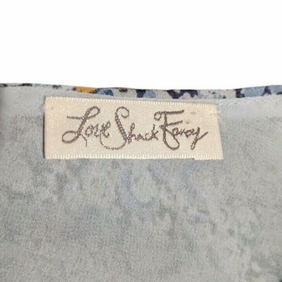 LoveShackFancy Nellie Bluejay 100% Silk Top Floral Ruffle Jewel Blouse XS - Picture 5 of 8